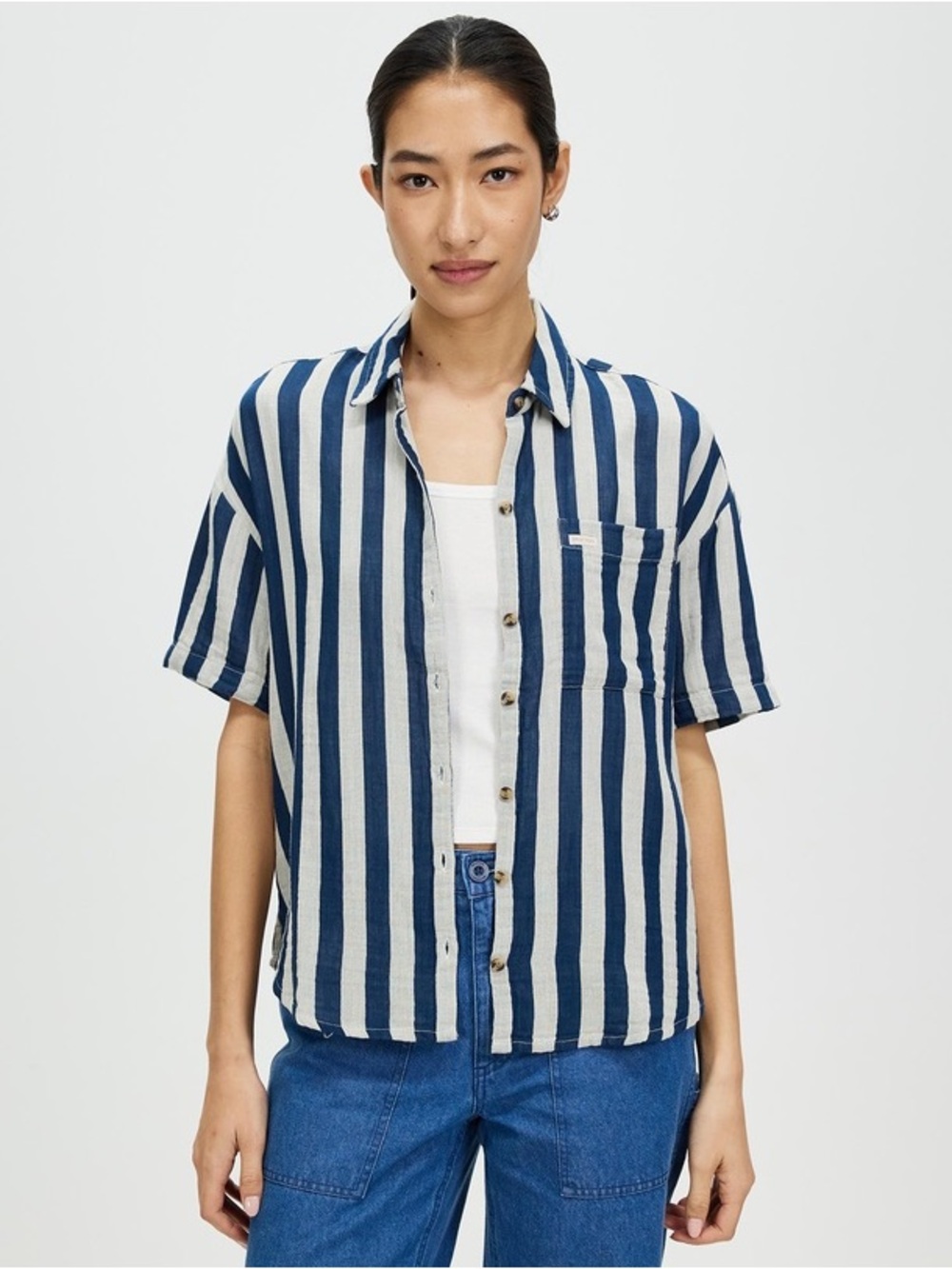 Brixton Mykonos Stripe Boyfriend Shirt